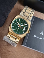 Armani Exchange Oliver Chronograph Men's Watch AX2822 – Green Dial, Gold-Tone Stainless Steel