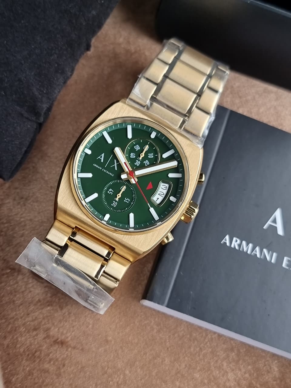 Armani Exchange Oliver Chronograph Men's Watch AX2822 – Green Dial, Gold-Tone Stainless Steel