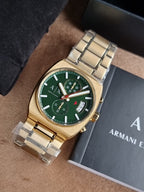 Armani Exchange Oliver Chronograph Men's Watch AX2822 – Green Dial, Gold-Tone Stainless Steel