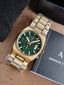 Armani Exchange Oliver Chronograph Men's Watch AX2822 – Green Dial, Gold-Tone Stainless Steel