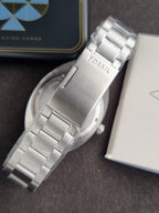 Fossil Breaker Men's Watch FS6064 – Blue Textured Dial, Stainless Steel Bracelet
