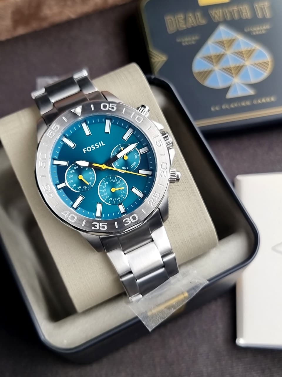 Fossil Bannon Multifunction Men's Watch BQ2777 – Green Dial, Stainless Steel Bracelet