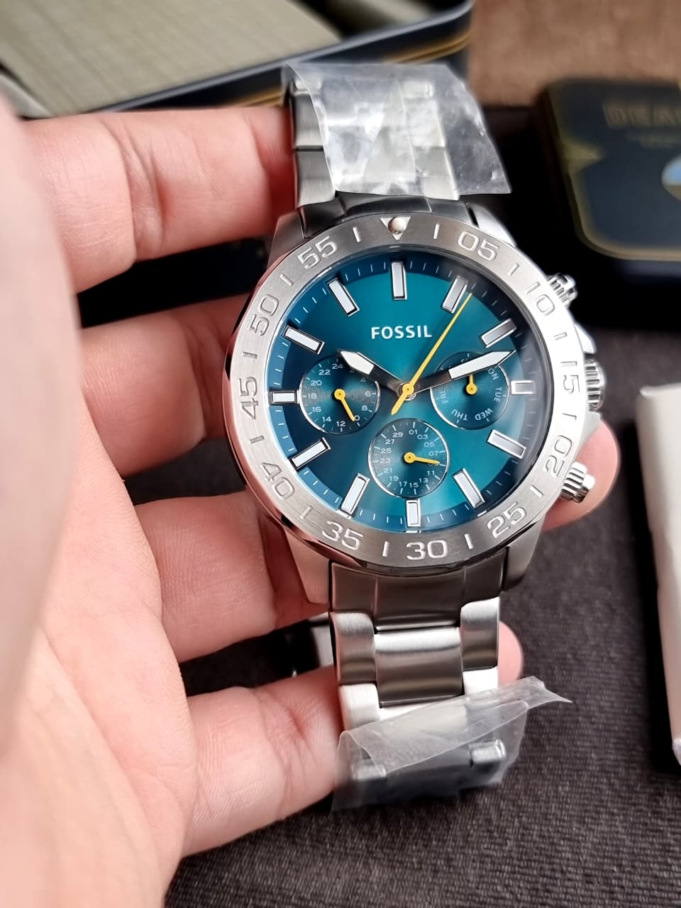 Fossil Bannon Multifunction Men's Watch BQ2777 – Green Dial, Stainless Steel Bracelet