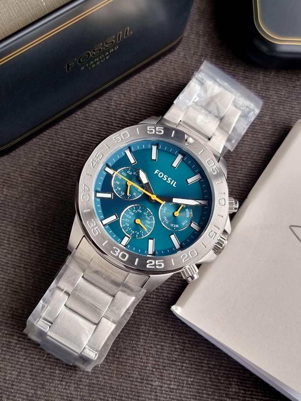 Fossil Bannon Multifunction Men's Watch BQ2777 – Green Dial, Stainless Steel Bracelet