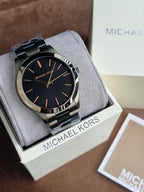 Michael Kors Slim Runway Men's Watch MK8715 – Black Dial, Olive-Tone Stainless Steel