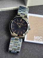 Michael Kors Slim Runway Men's Watch MK8715 – Black Dial, Olive-Tone Stainless Steel