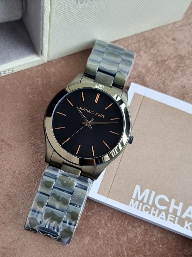 Michael Kors Slim Runway Men's Watch MK8715 – Black Dial, Olive-Tone Stainless Steel Main Image