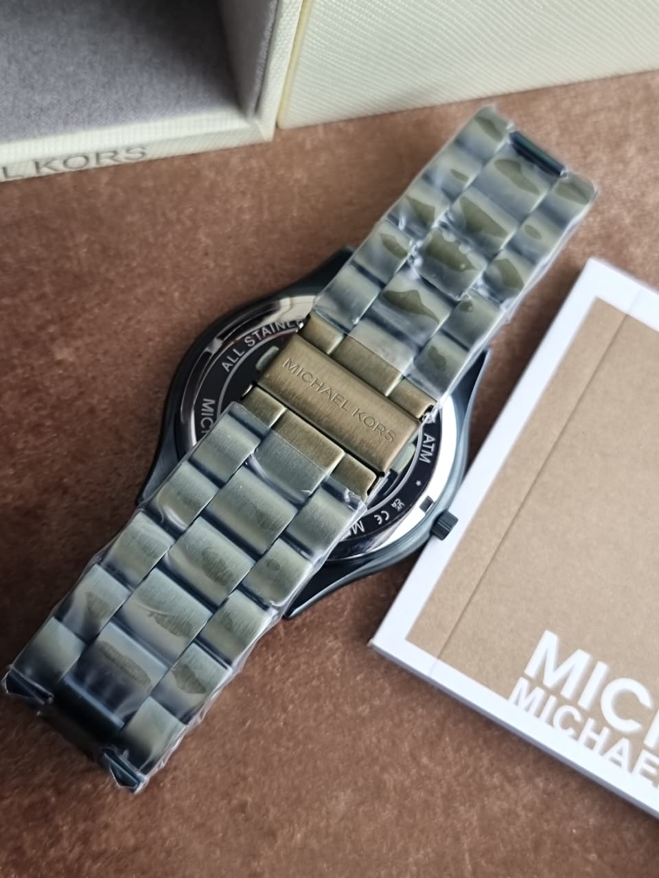 Michael Kors Slim Runway Men's Watch MK8715 – Black Dial, Olive-Tone Stainless Steel