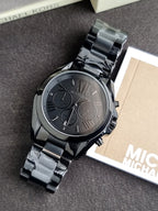 Michael Kors Unisex Chronograph Quartz Stainless Steel Black Dial 42mm Watch MK5550 (WITHOUT TAG)