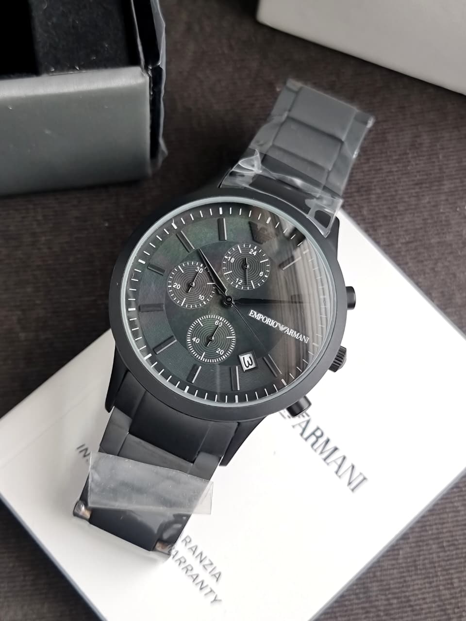 Emporio Armani Men’s Chronograph Quartz Analog Stainless Steel Black Dial 43mm Watch AR11275