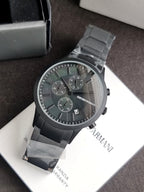 Emporio Armani Men’s Chronograph Quartz Analog Stainless Steel Black Dial 43mm Watch AR11275
