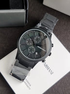 Emporio Armani Men’s Chronograph Quartz Analog Stainless Steel Black Dial 43mm Watch AR11275
