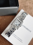 Emporio Armani Genni Women's Watch AR11662 – Mother of Pearl Dial, Crystal Bezel, Silver Stainless Steel
