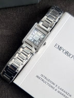 Emporio Armani Genni Women's Watch AR11662 – Mother of Pearl Dial, Crystal Bezel, Silver Stainless Steel