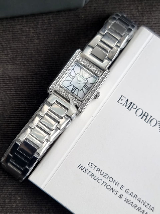 Emporio Armani Genni Women's Watch AR11662 – Mother of Pearl Dial, Crystal Bezel, Silver Stainless Steel Hover Image