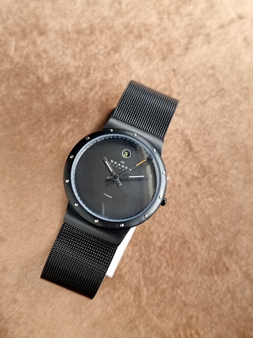Skagen Black Dial Mesh Chain titanium 35mm Quartz Watch