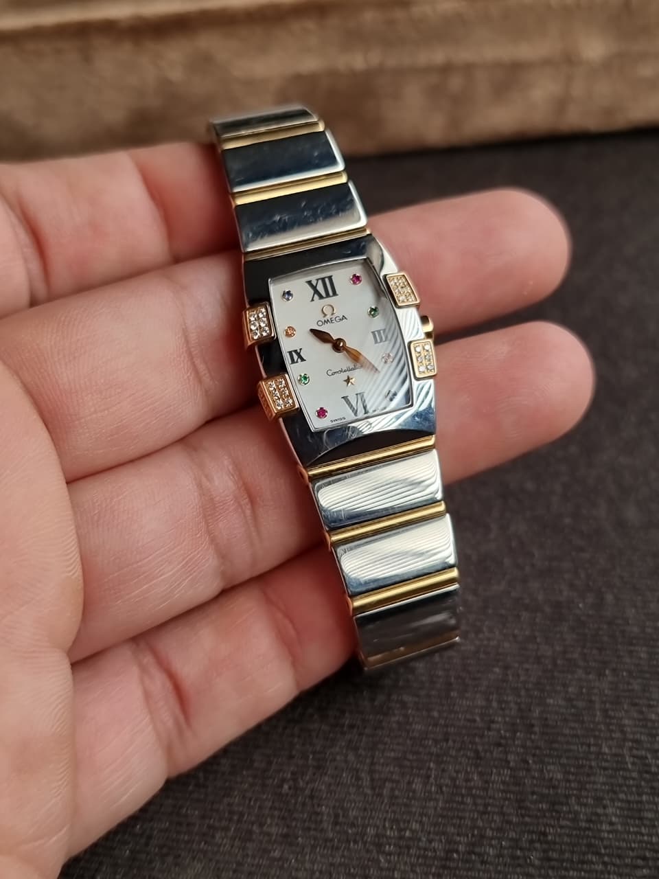 Omega Constellation Quadrella 19mm Women's Watch – Rose Gold & Stainless Steel, Mother of Pearl Dial 1283.79.00