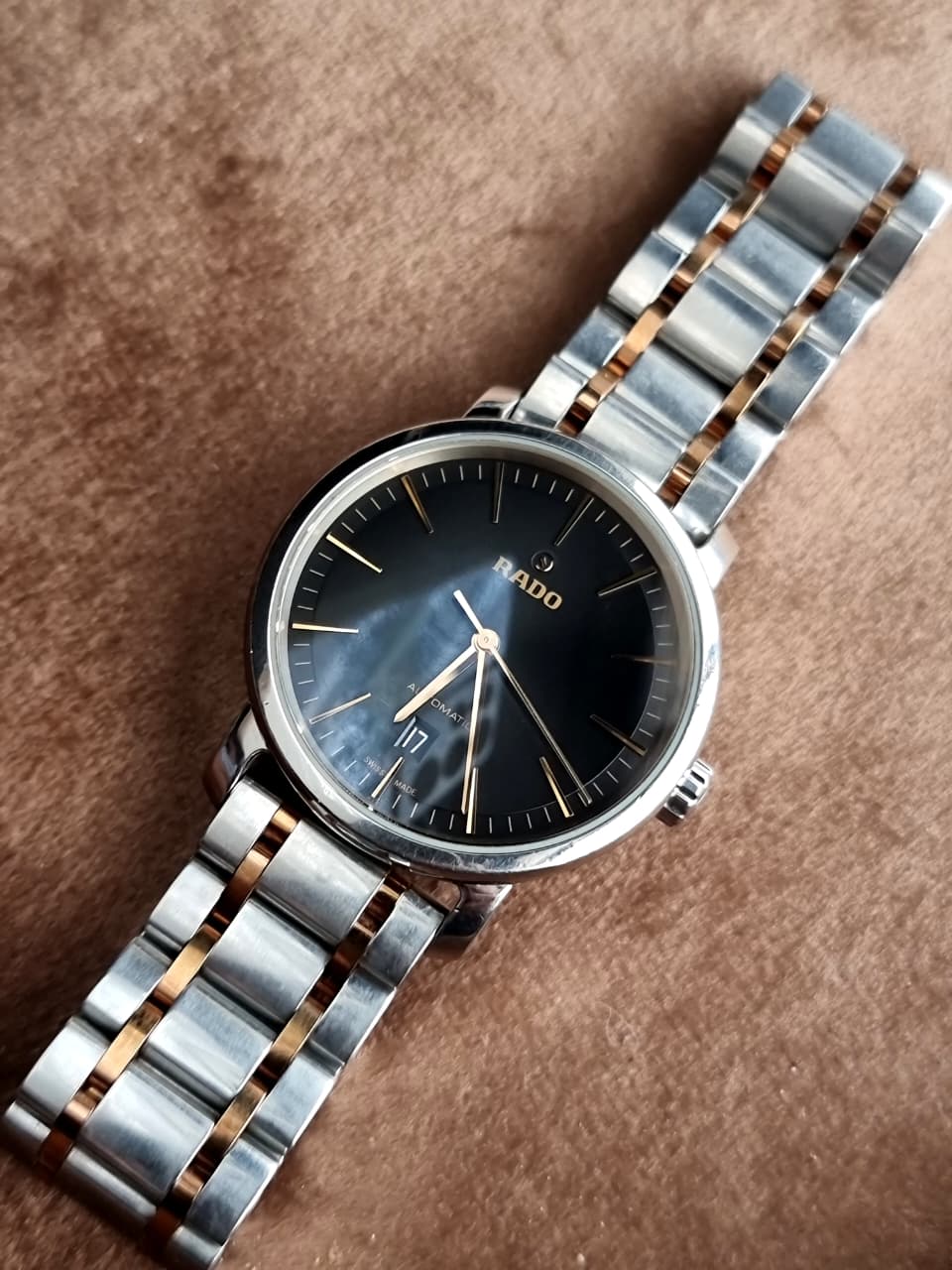Rado DiaMaster Men's Watch R14078163 – 46mm Black Dial, Two-Tone Stainless Steel Bracelet