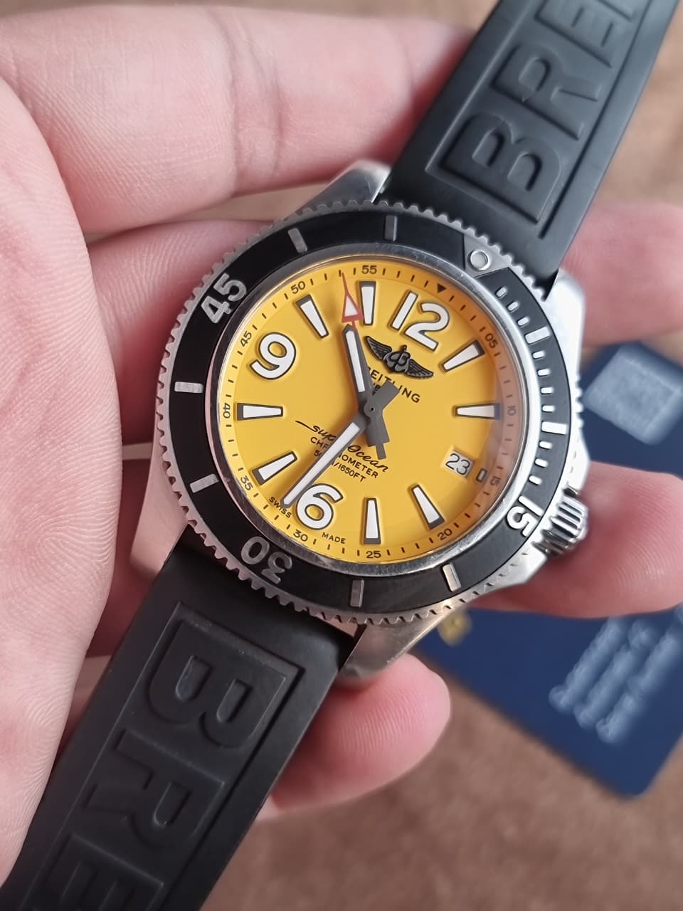 Breitling Superocean Automatic 44 A17367021I1S2 Yellow Dial Men's Watch