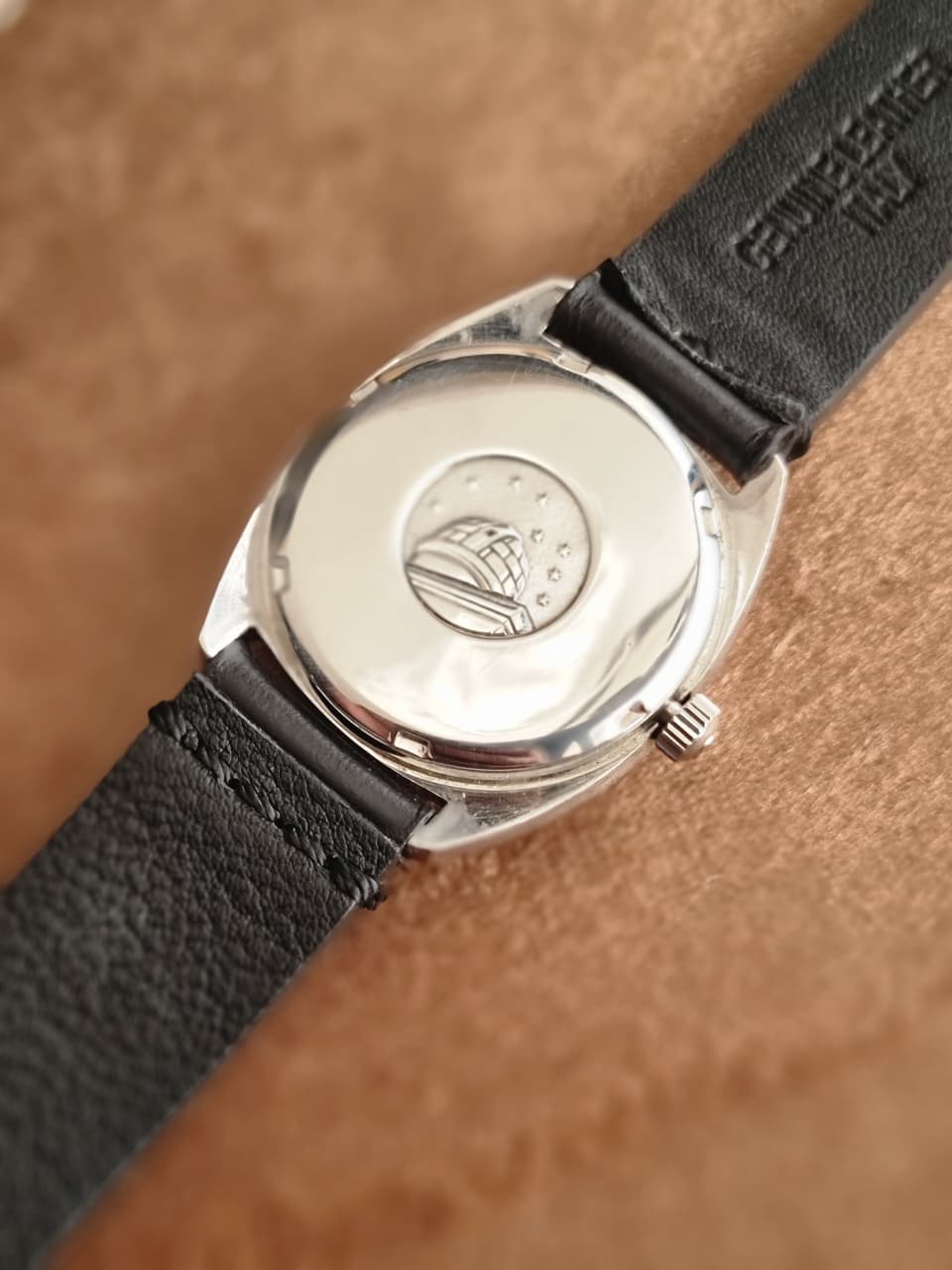 Omega Constellation Chronometer Gents Watch 35mm Blue Dial Black Leather Strap Automatic Watch