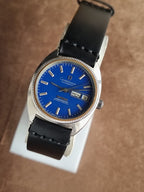 Omega Constellation Chronometer Gents Watch 35mm Blue Dial Black Leather Strap Automatic Watch