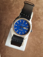 Omega Constellation Chronometer Gents Watch 35mm Blue Dial Black Leather Strap Automatic Watch
