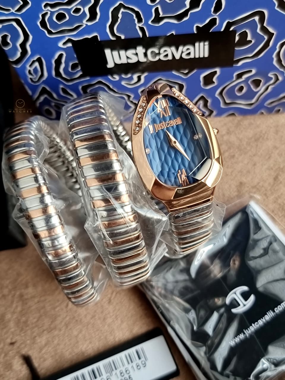 Just Cavalli Serpente Metallica JC1L224M0095 Blue Dial Two-Tone Women's Watch