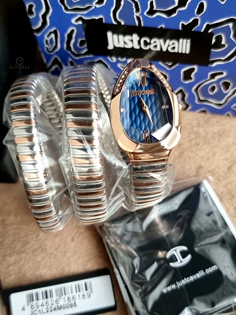 Just Cavalli Serpente Metallica JC1L224M0095 Blue Dial Two-Tone Women's Watch