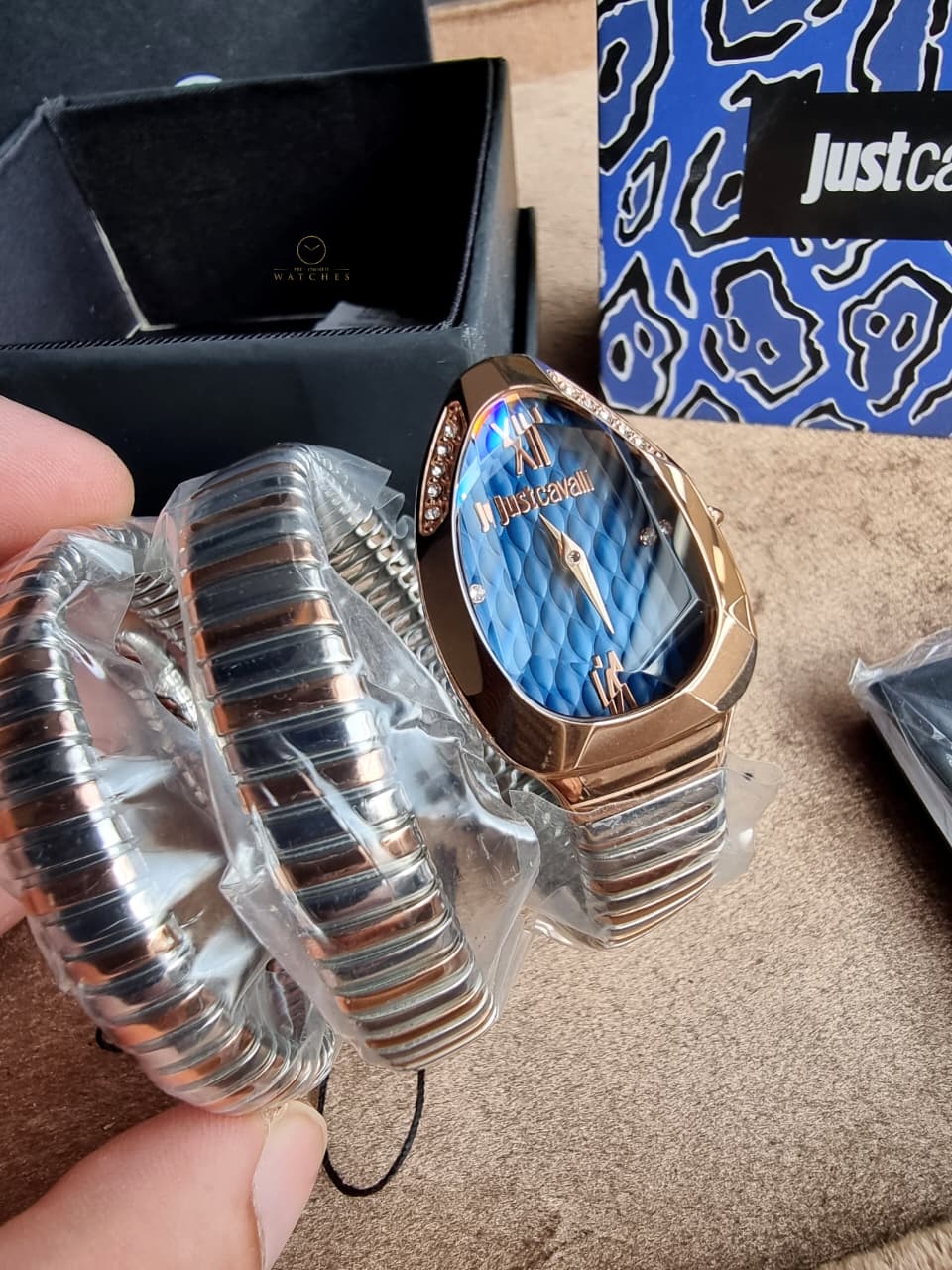 Just Cavalli Serpente Metallica JC1L224M0095 Blue Dial Two-Tone Women's Watch