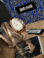 Just Cavalli Taglio Signature Snake JC1L223M0045 Silver Dial Rose Gold Women's Watch