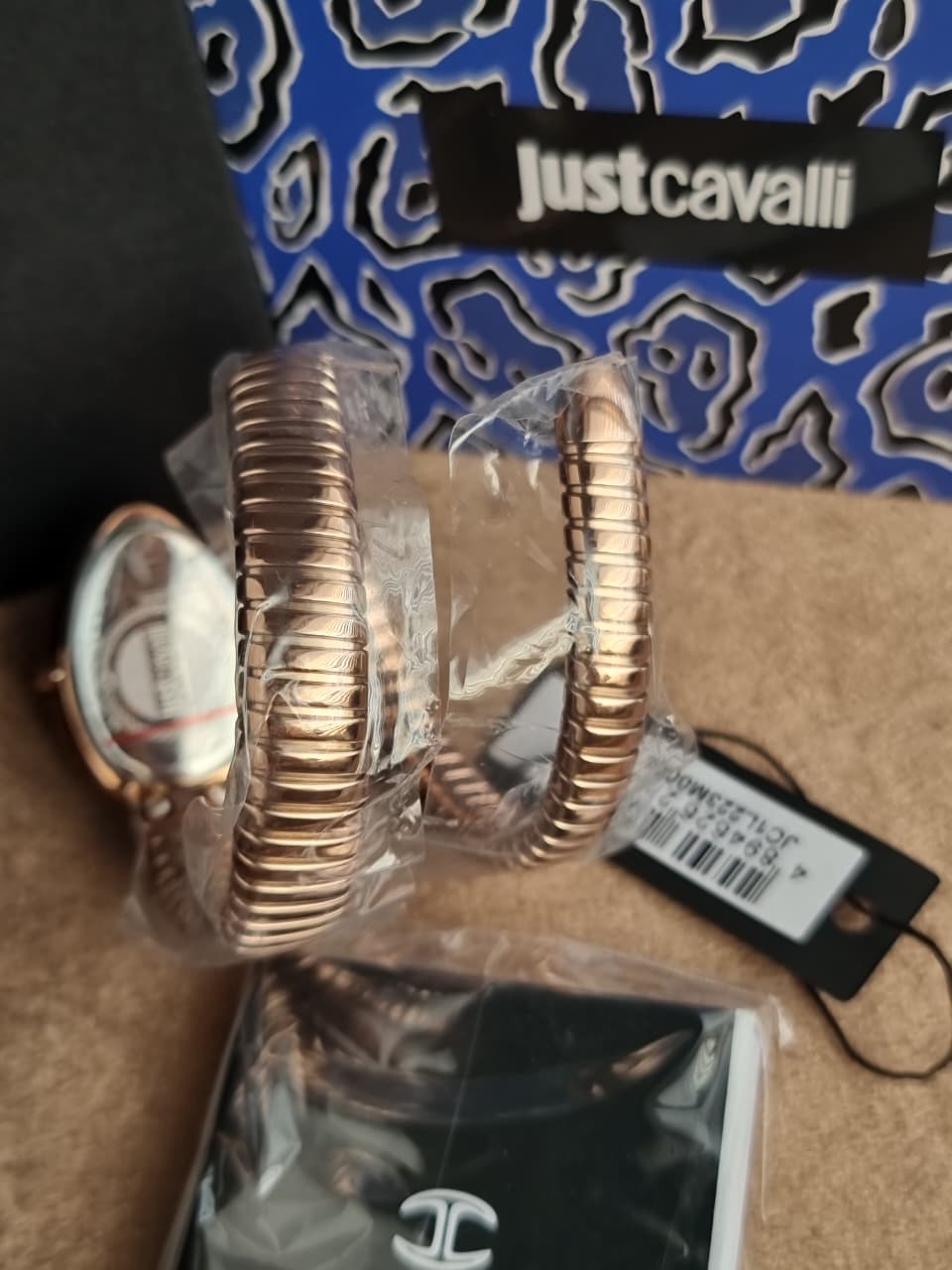 Just Cavalli Taglio Signature Snake JC1L223M0045 Silver Dial Rose Gold Women's Watch