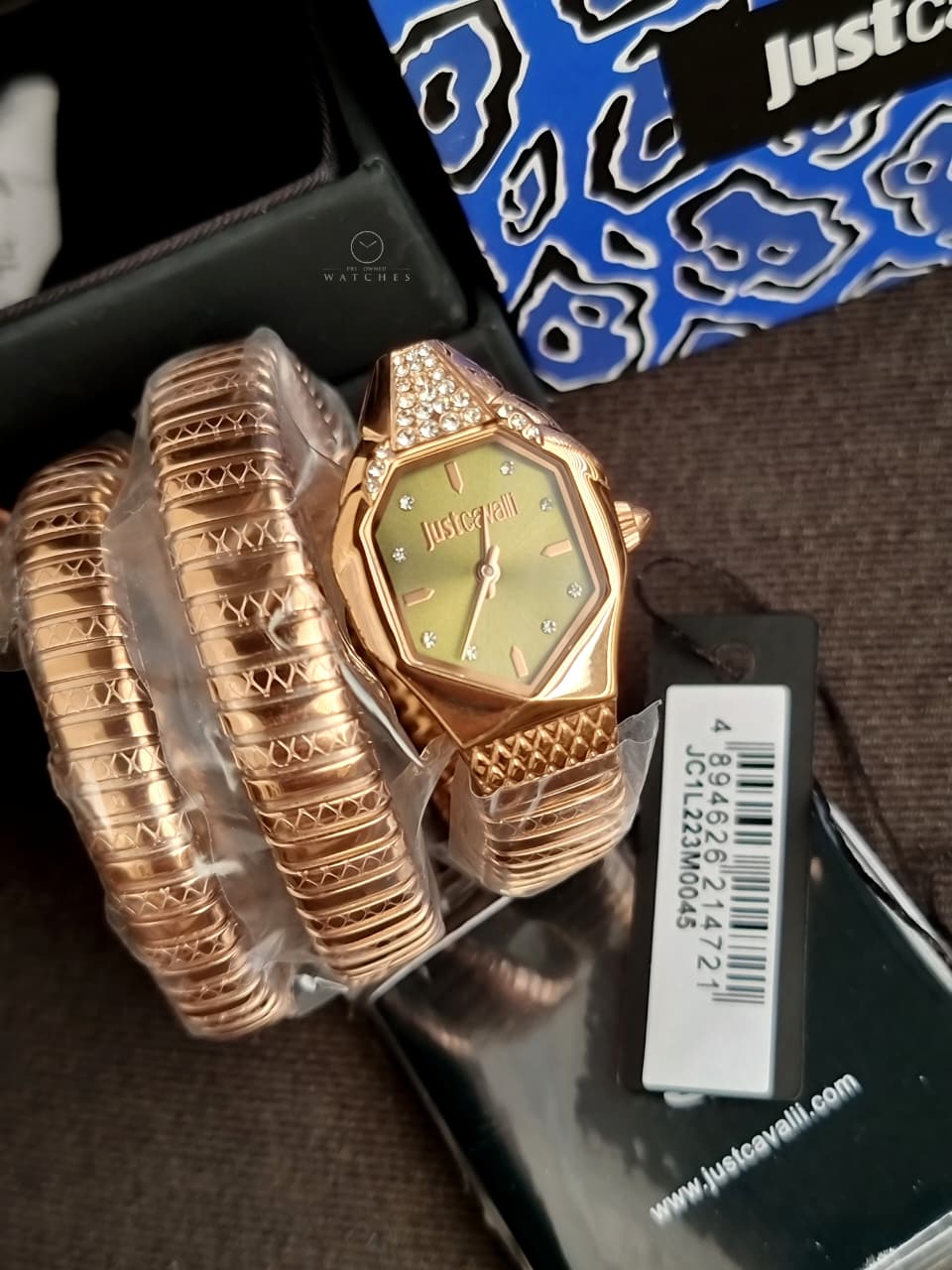 Just Cavalli Signature Snake Aria JC1L369M0045 Champagne Dial Gold-Tone Women's Watch