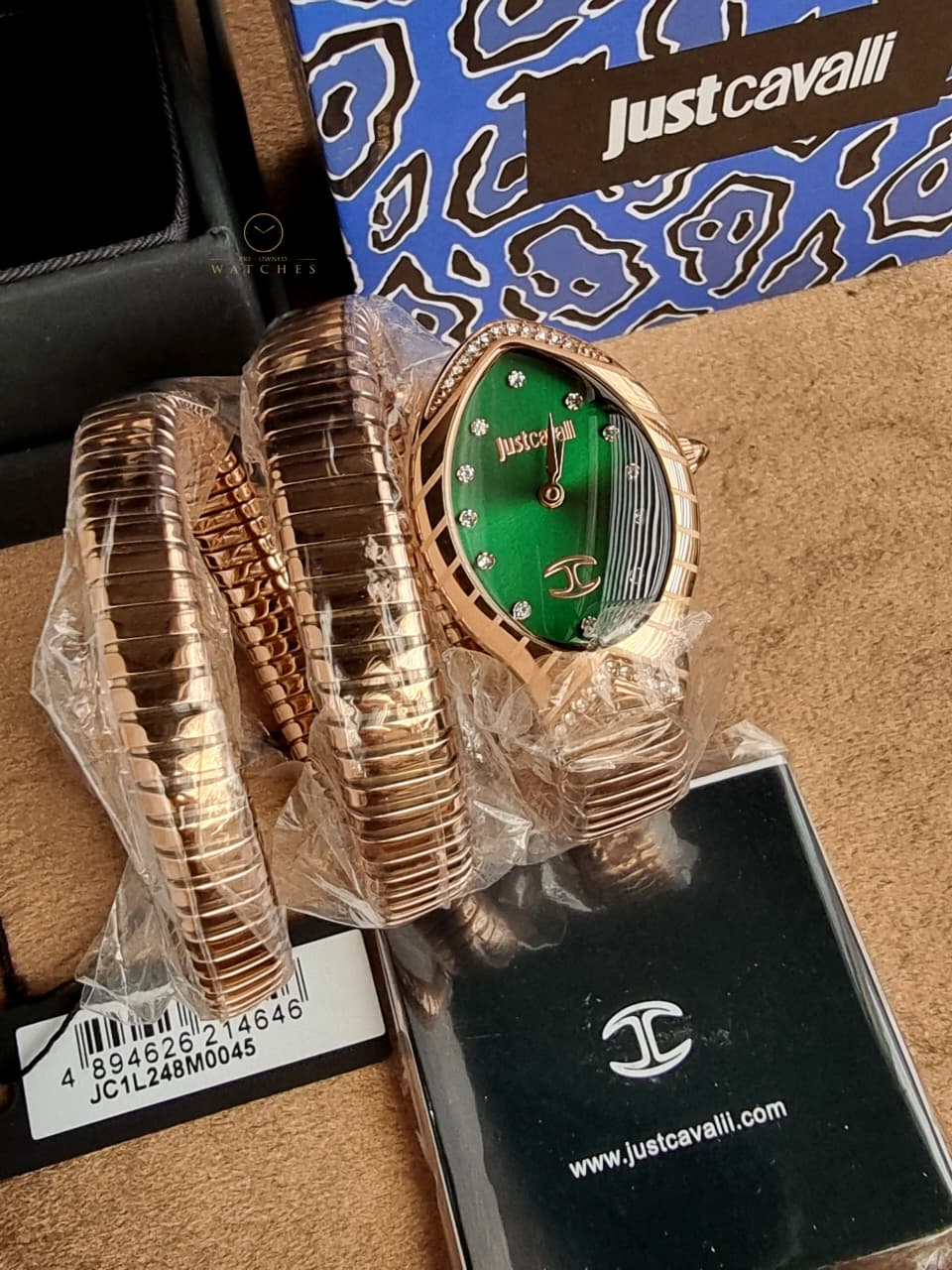 Just Cavalli Signature Snake JC1L248M0045 Green Dial Rose Gold Women's Watch