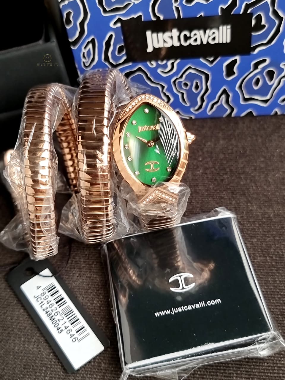 Just Cavalli Signature Snake JC1L248M0045 Green Dial Rose Gold Women's Watch
