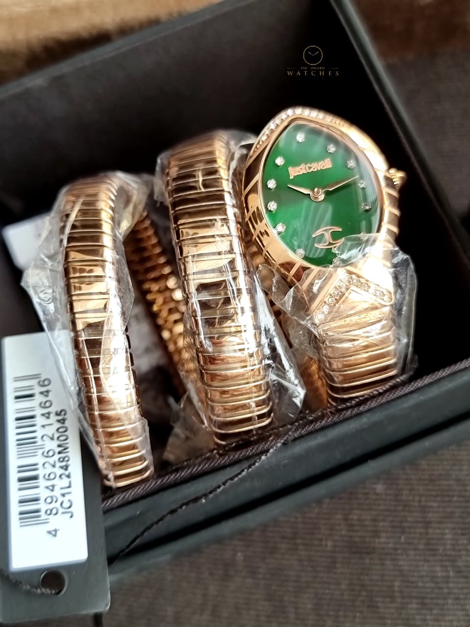 Just Cavalli Signature Snake JC1L248M0045 Green Dial Rose Gold Women's Watch