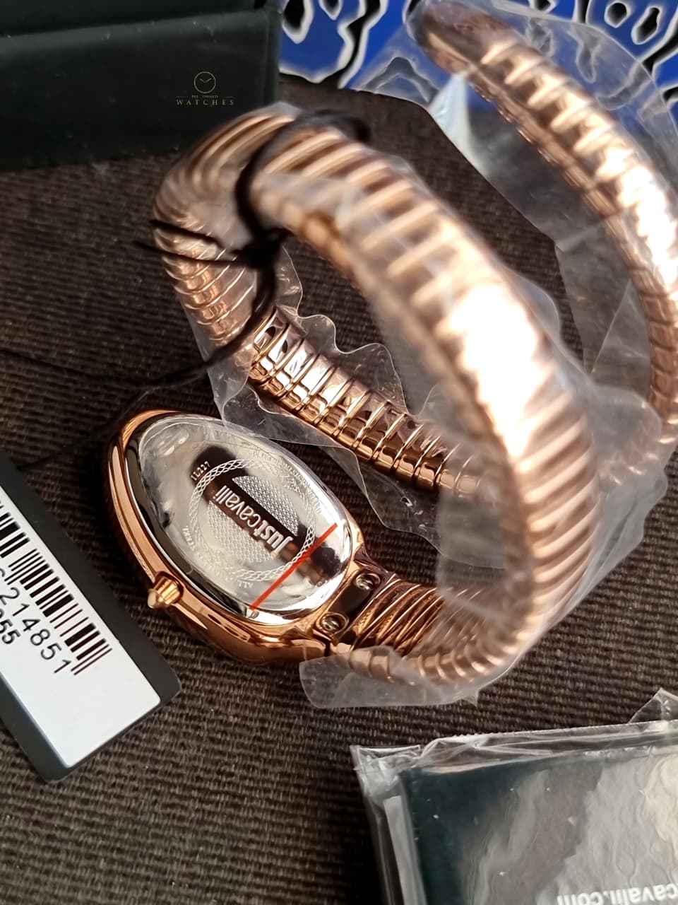 Just Cavalli Signature Snake Serpente JC1L227M0055 Silver Dial Rose Gold Women's Watch