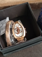 Just Cavalli Signature Snake Serpente JC1L227M0055 Silver Dial Rose Gold Women's Watch