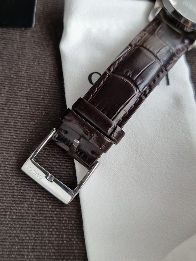 Gucci G-Timeless YA126469A Black Dial Black Alligator Leather Automatic Women's Watch (9/10 Condition) Main Image
