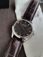 Gucci G-Timeless YA126469A Black Dial Black Alligator Leather Automatic Women's Watch (9/10 Condition)