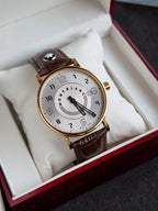 Montblanc Classic Driver Golden Casing White Dial 38mm Quartz Watch