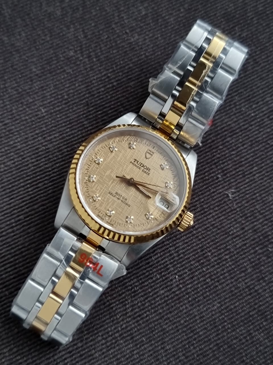 Tudor Prince Oysterdate 72033 Champagne Dial 10-Diamond Two-Tone Automatic Men's Watch
