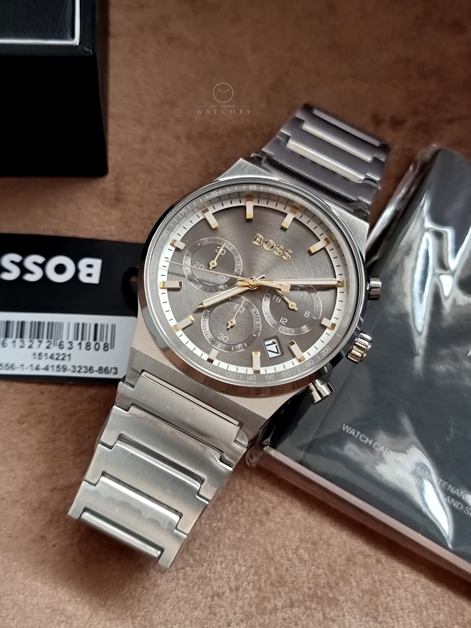 Hugo Boss Candor Chronograph 1514221 Grey Dial Stainless Steel Men's Quartz Watch