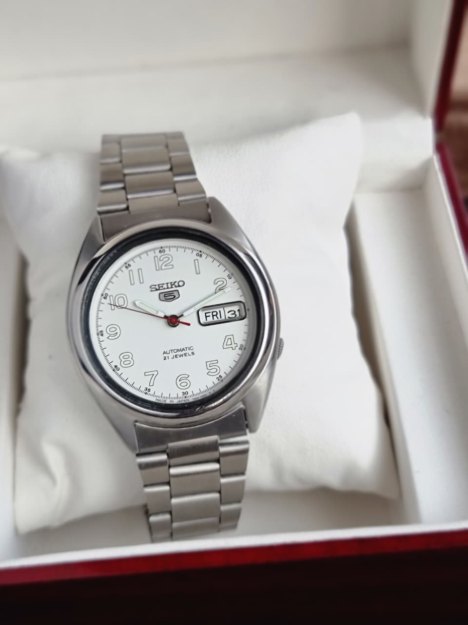 Seiko 5 36mm Dial Automatic Watch White Dial