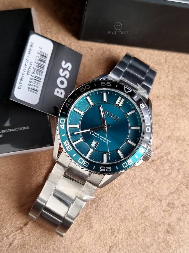 BOSS Runner 3H 1514208 Green Dial Stainless Steel Men's Quartz Watch Hover Image