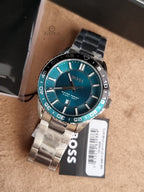 BOSS Runner 3H 1514208 Green Dial Stainless Steel Men's Quartz Watch
