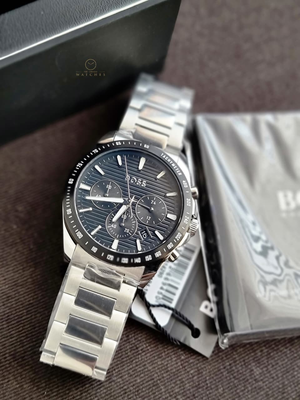 Hugo Boss Strike Chrono 1514290 Black Dial Stainless Steel Men's Chronograph Watch