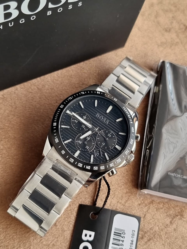 Hugo Boss Strike Chrono 1514290 Black Dial Stainless Steel Men's Chronograph Watch Hover Image