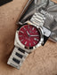 Hugo Boss Strike 1514174 Red Dial Silver Stainless Steel Men's Quartz Watch