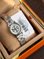 Tory Burch Reva Silver Stainless Steel Cream Dial Quartz Watch for Ladies - TBW4044