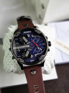 Diesel Mr. Daddy 2.0 Men's Chronograph Quartz Watch Blue Dial Brown Leather – DZ7314